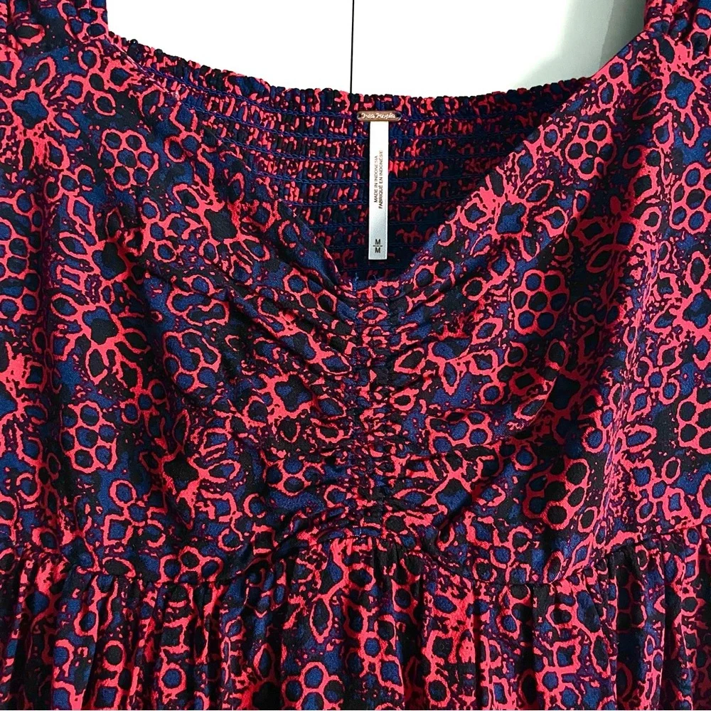 Free People Tabitha Floral Sweetheart Neck Cap Sleeve Babydoll Mini Dress M NWT